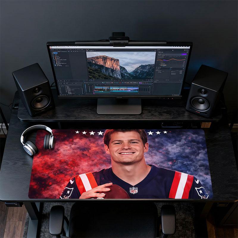 Drake Maye Mouse Pad, Large Gaming Desk Mat, Non-slip XXL Mousepad for Laptop & Tablet, Mini PC Playmat with Stitched Edges