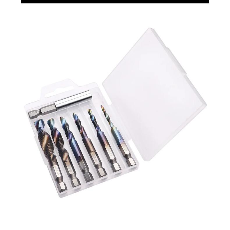 Набор метчиков HSS с хвостовиком 1/4 мм M3-M10, метрическое сверло с метчиком, машинный метчик с синим покрытием Nano