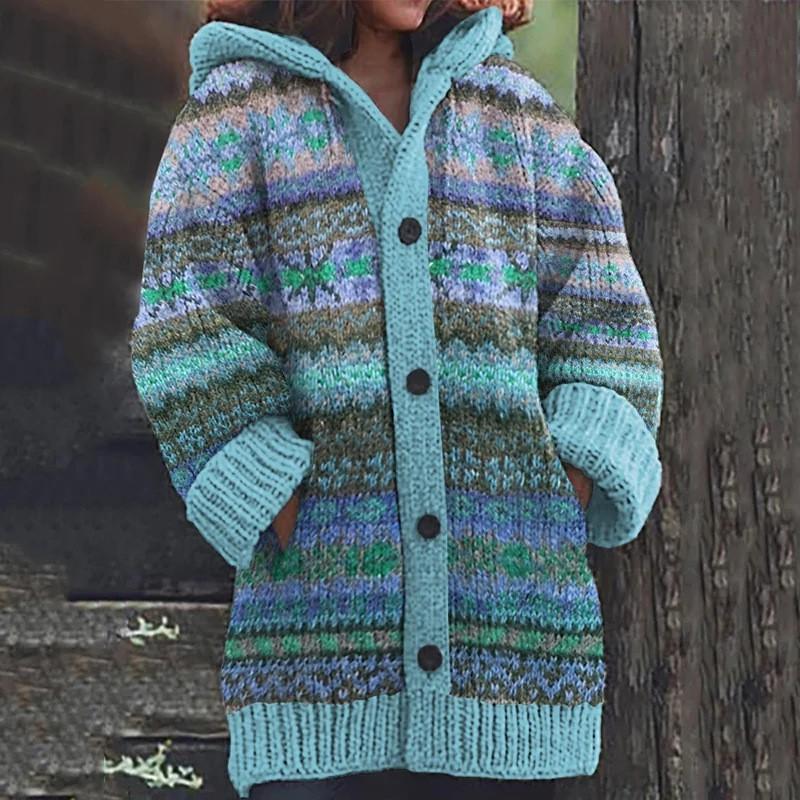 3D Printed Hooded Sweatshirt Coat Women Casual Loose Fit Long Sleeve Street Style Fall Winter