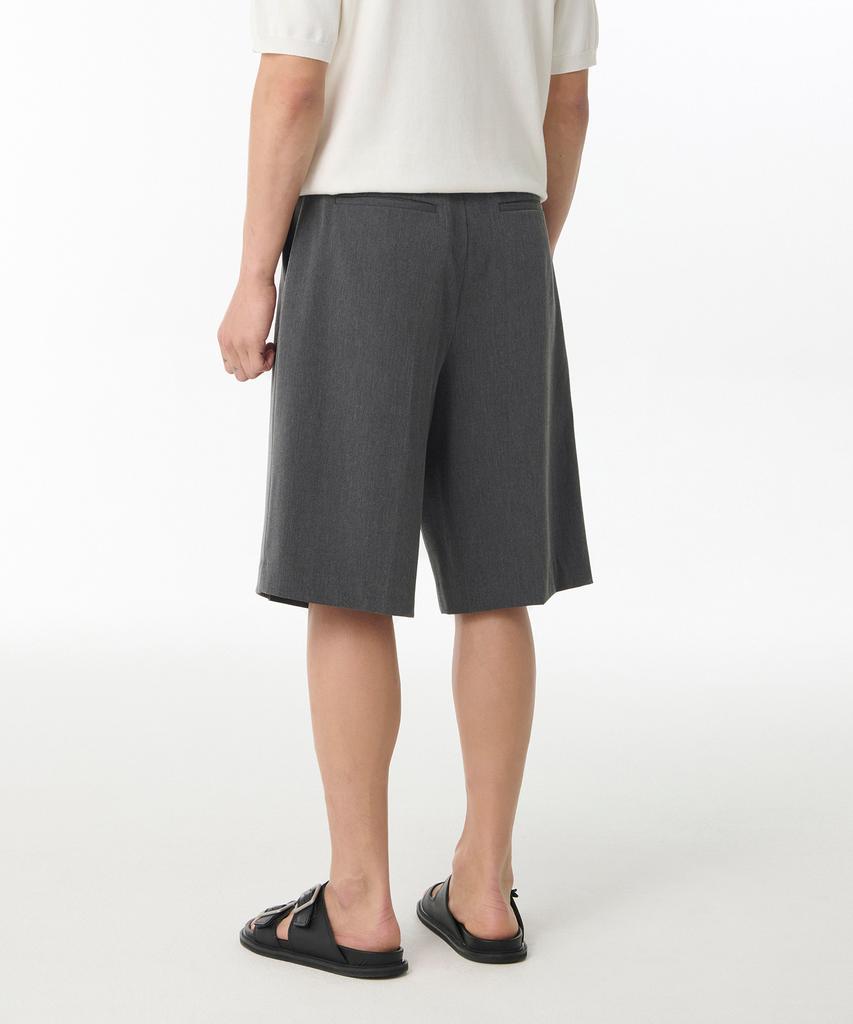 MUSINSA STANDARD Wide Bermuda Hidden Banding Half Slacks [Medium Gray]