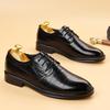 Spring 2024 New Men's Low Top Business Professional Leather Shoes Pointed Toe British Style Casual Elegant Rubber Sole