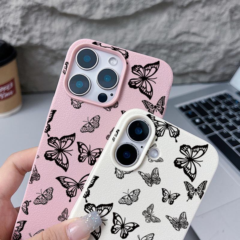 Противоударный чехол для телефона с принтом черных бабочек для iPhone 16 16E 15 Pro 14 Pro Max 13 12 11, мягкий ТПУ, матовая задняя крышка с защитой от падений