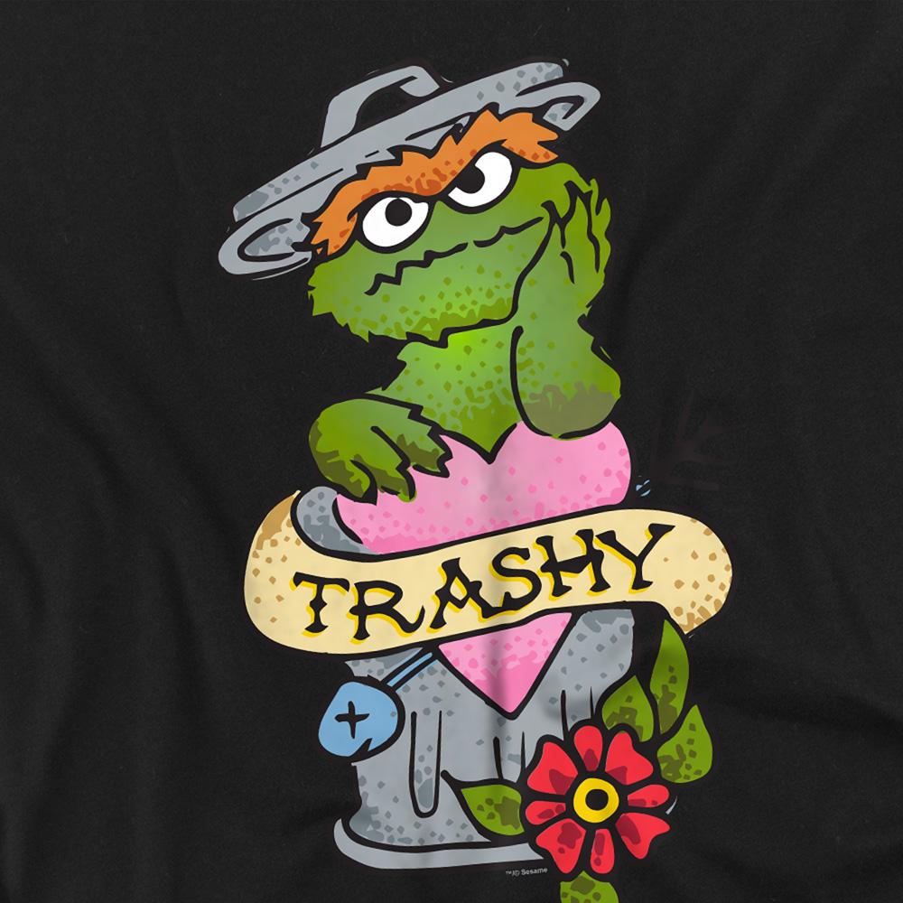 Sesame Street Unisex Adult Trashy Oscar The Grouch Tattoo T-Shirt