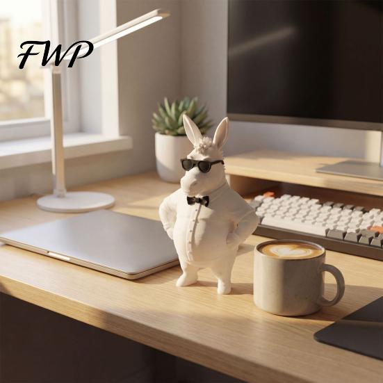 Desk Decoration Donkey Funny 3D Printed Figurine Cool in Sunglasses Statue High-end Animal Novelty Sculpture for Home Office Shelf Decor Matte White