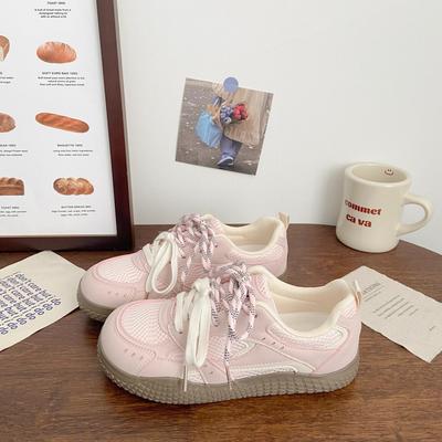 2025 лето новая студенческая обувь на круглом носке, повседневная, сетчатая дышащая, маленькие белые туфли, трендовые, с высокой ценностью, обувь на толстой подошве