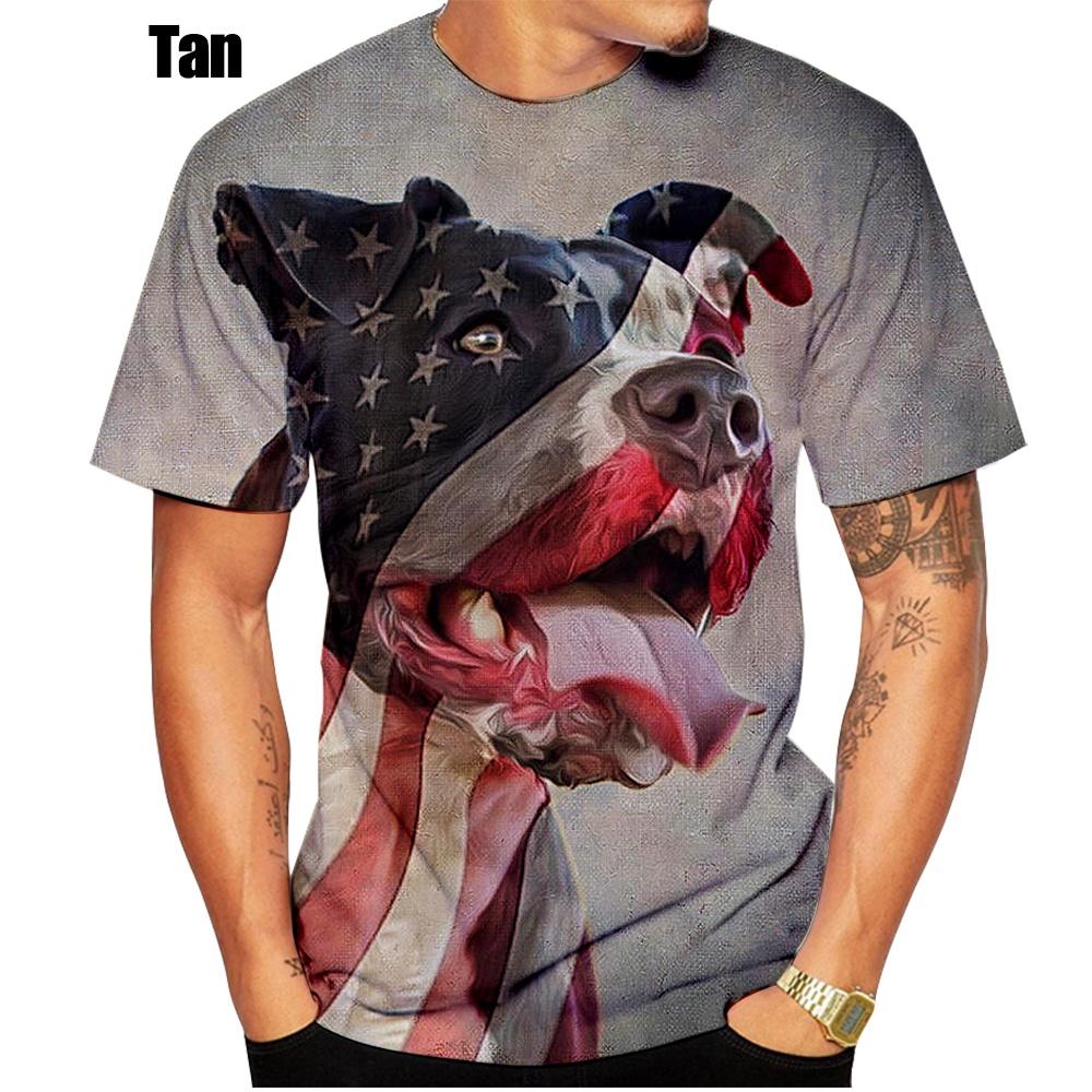 2022 New Summer 3D Pitbull Dog Cool Design T Shirt Men Tops Hipster Tees Boy Painting Man Casual T-shirt