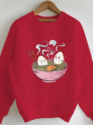 Розовая миска с завивающейся лапшой женские толстовки