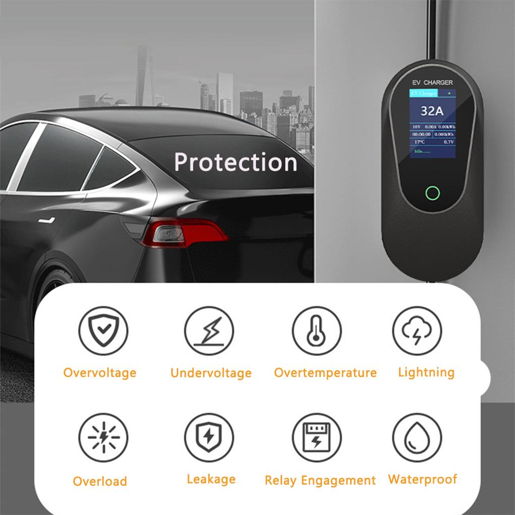 Type-2 Portable EV Charger 22KW 32A Type2 Electric Car Charger 3Phase Fast Charging Cable Bluetooth WiFi Control