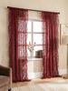 Vintage Burgundy Lace Sheer Curtains, Rod Pocket Ruffled Lace Window Curtains for Living Room Bedroom