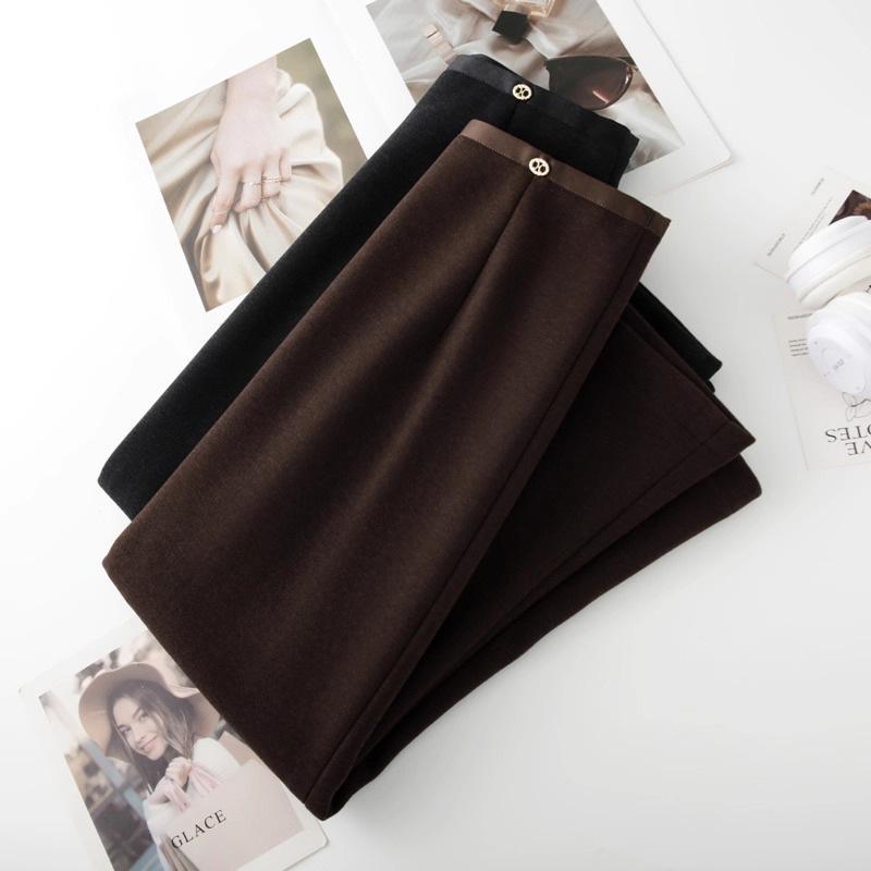 Women's Elegant High-Waisted Black and Gray Wool Blend Pencil Skirt - Autumn/Winter 2025 Collection