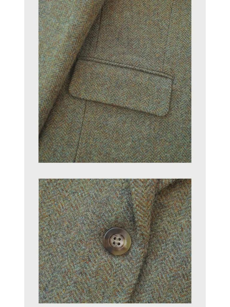 Wool Vintage Tweed British Casual Suit Jacket for Women