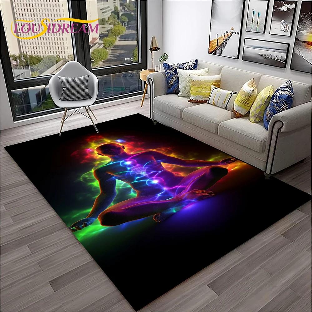 Naturalize Yoga Meditation Rainbow 7 Chakra Soft Carpet Rug для дома, гостиной, спальни, дивана, коврика для двери, декора, нескользящий напольный коврик