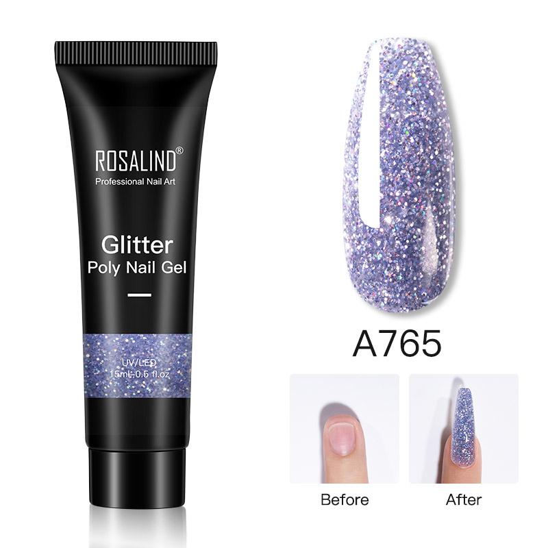 ROSALIND 15 мл блестящий УФ-гель для наращивания ногтей лак для ногтей быстрое наращивание полигель для ногтей для дизайна ногтей