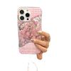 Plaid Flowers Suitable for Iphone16 Women's High End Apple 15 Protective Cover 14pro Lanyard 13 Soft Border