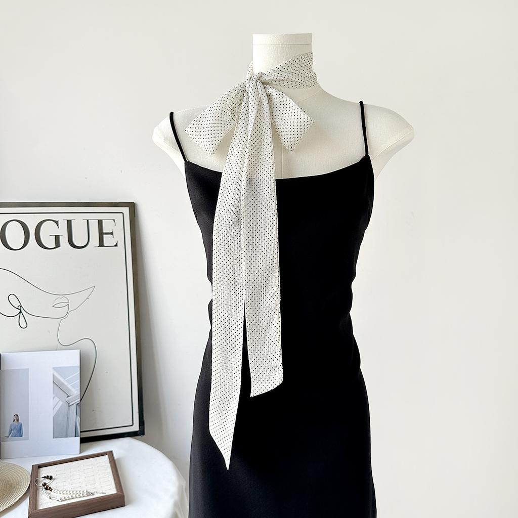 Korean Polka Dot Silk Scarf Long Streamer Neck Scarf Women'S Versatile Decorative Scarf Scarf Women'S Long Scarf