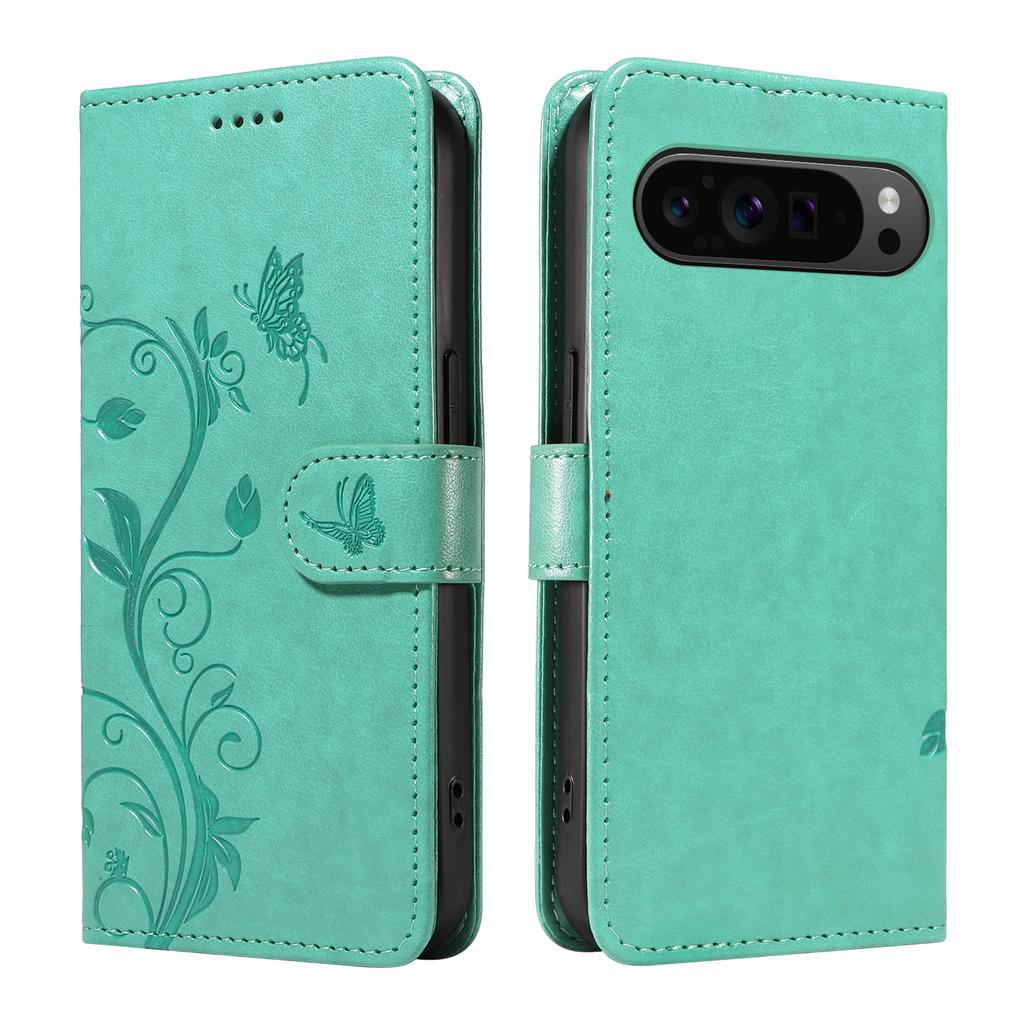 For Google Pixel 9 Pro XL/Google Pixel 10 Pro XL PU Leather Cases Flower Pattern Wallet Stand Phone Cover with Strap