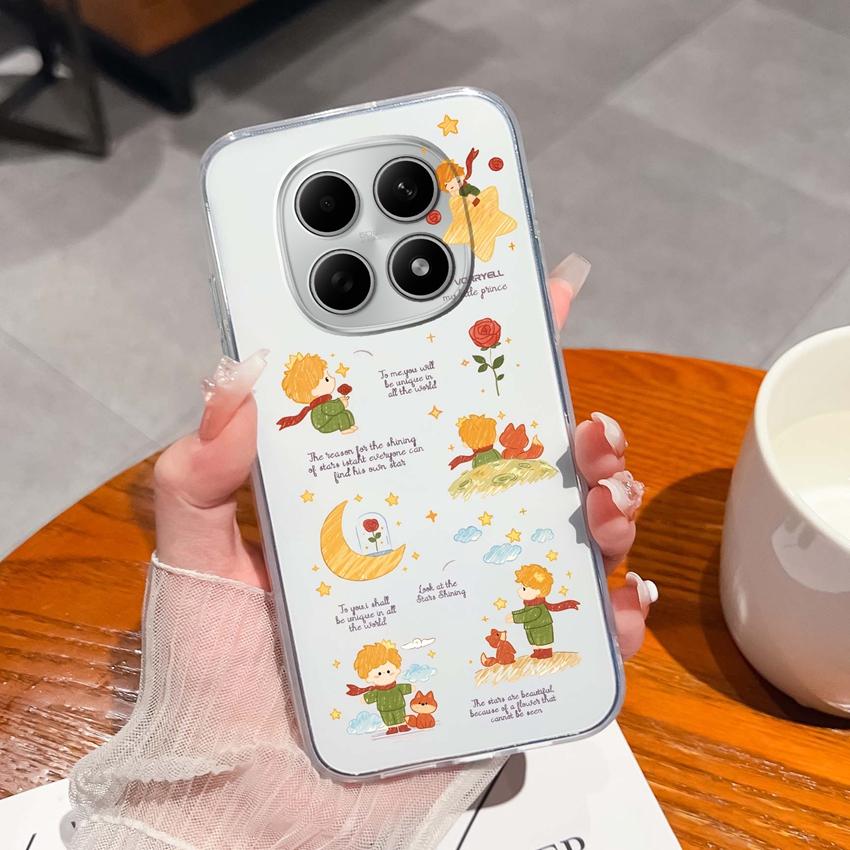 Подходит для Redmi Note 15 14 Pro 14S 15 15C A5 A1 Популярный Креативный Чехол для Телефона с Буквами и Узорами Прозрачный Силиконовый Нескользящий Чехол для Корпуса Redmi