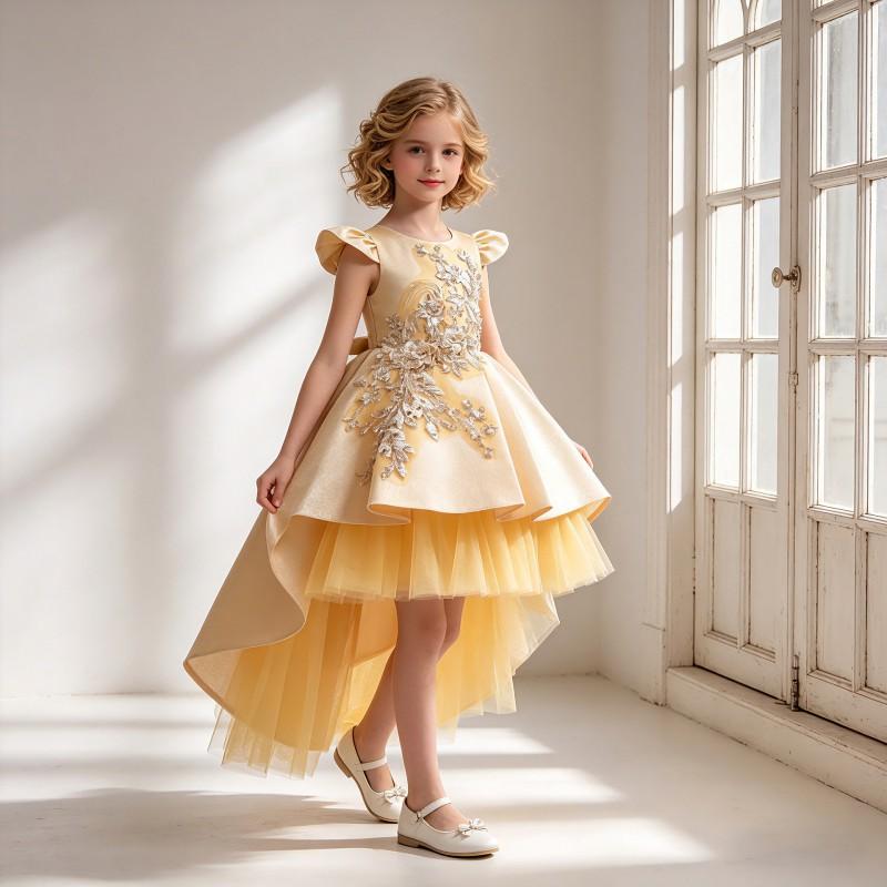 Girls Tulle Prom Dress Kids Formal Evening Gown Princess Party Toddler Sizes 110-160cm