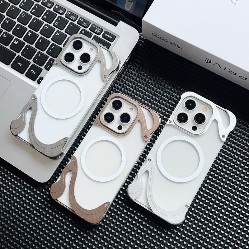 Алюминиевый сплав безрамочный для Magsafe прозрачный чехол для телефона iPhone 16 Pro 15 Pro Max магнитный ударопрочный жесткий ПК прозрачная задняя крышка