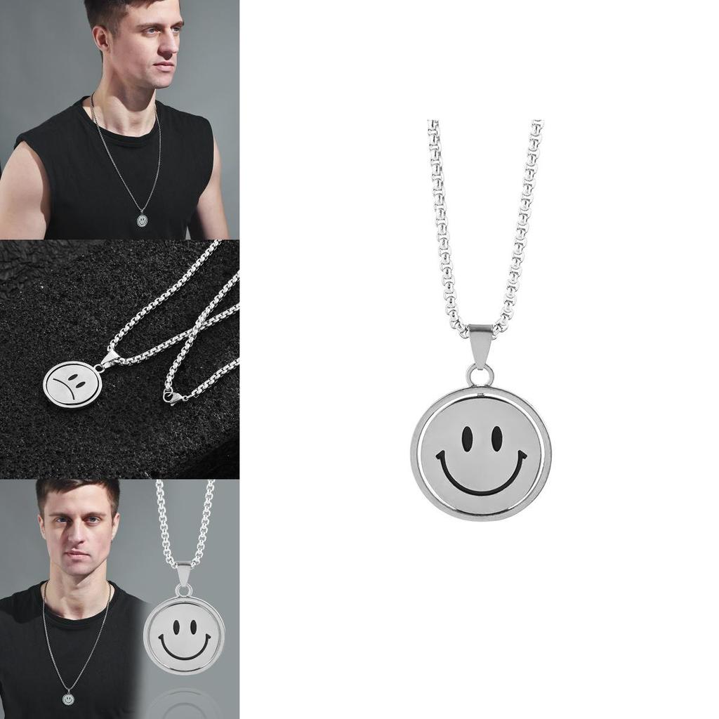 Модное вращающееся ожерелье со смайликом, уникальная хип-хоп подвеска для мужчин и женщин