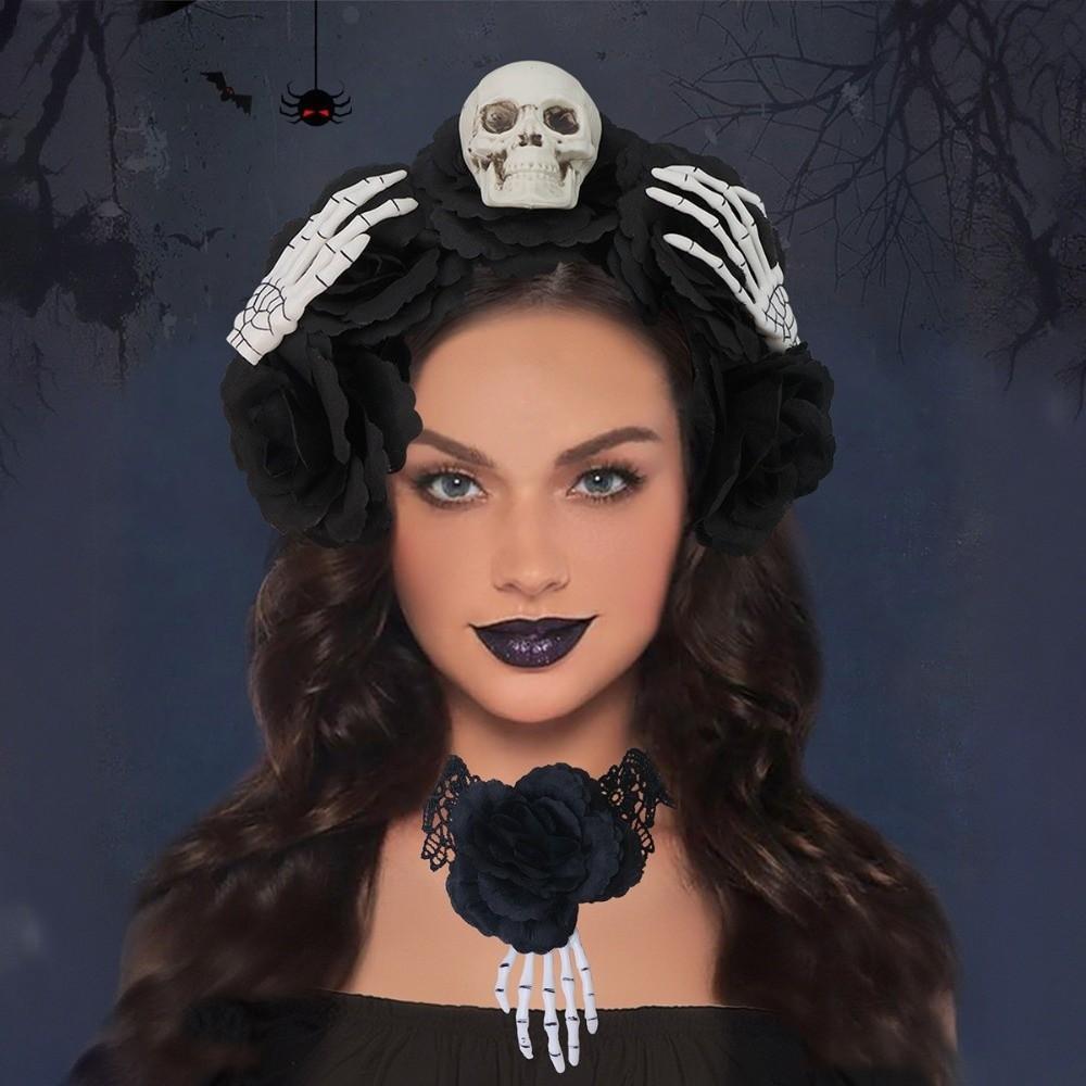 Halloween Decor Halloween Hair Hoop Simulation Flower Gothic Flower Hairband  Girls/Children