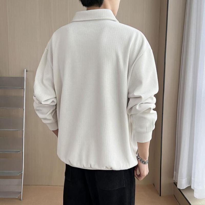 New Lapel Zipper Long Sleeve Pullover Men's POLO Shirt Trendy Men's Casual Fashion Ins Light Familiar Style Top