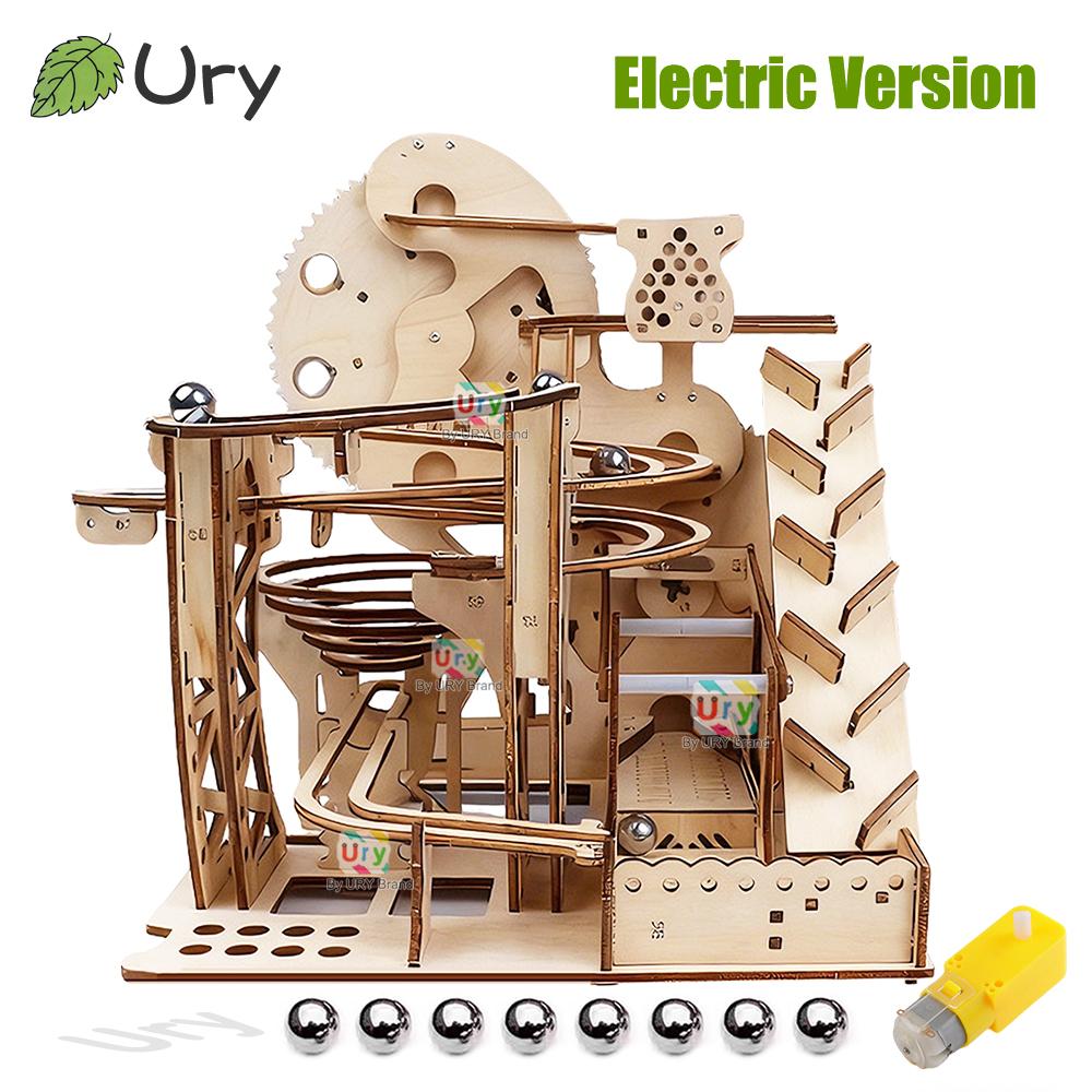 Ury 3D Wooden Puzzle Marble Run Set Track Device Mechanical Manual Model Science High Difficulty Maze Ball Assembly Toy