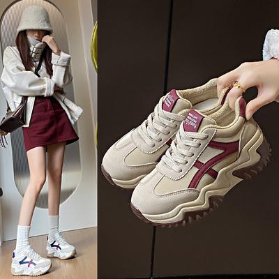 Корейская версия новых женских кроссовок для пап, зимние студенческие спортивные кроссовки для бега, повседневная обувь на утолщенной подошве