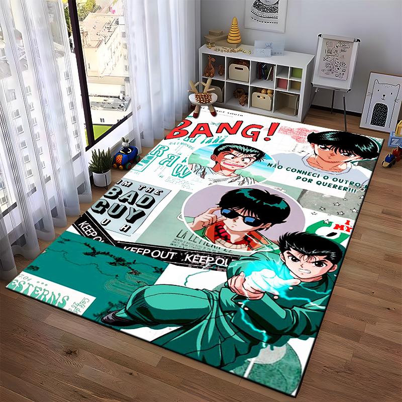 "Anime Style Carpet with Manga Characters and Dynamic Design Print" Suitable for use as an anti-slip for living room bedroom sofas