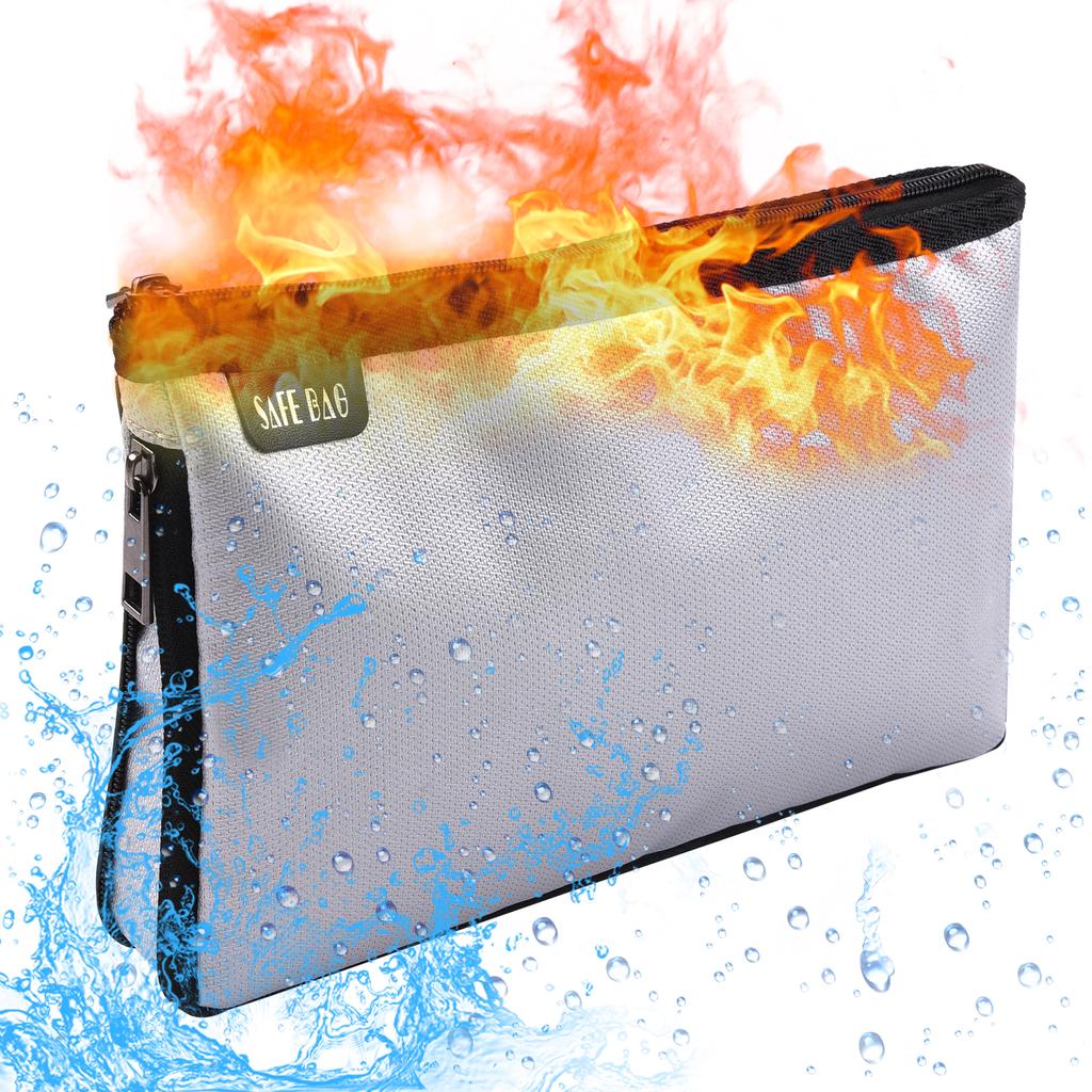 Small Fireproof Money Bag Fire and Water Resistant Expandable Document Bag Safe Storage Pouch