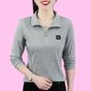 Футболка свободного кроя на молнии, женская футболка-поло, топ, женская футболка с лацканами, весенне-осенняя футболка с длинным рукавом