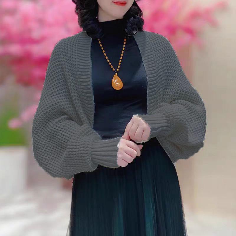 Женская вязаная шаль с длинным рукавом 2024 - Универсальный, модный кардиган для весны и осени, свободный и теплый, с элегантным стилем.