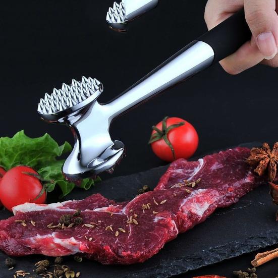 Двусторонний тендерайзер для мяса, можно мыть в посудомоечной машине, кухонный молоток, инструмент с мягкой ручкой, ручной металлический отбиватель для размягчения курицы, стейка, говядины
