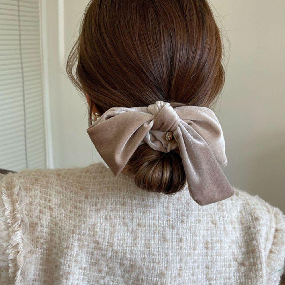 Милые бархатные резинки для волос с бантом во французском стиле, большие жгуты для волос, женские резинки для волос, аксессуары для волос