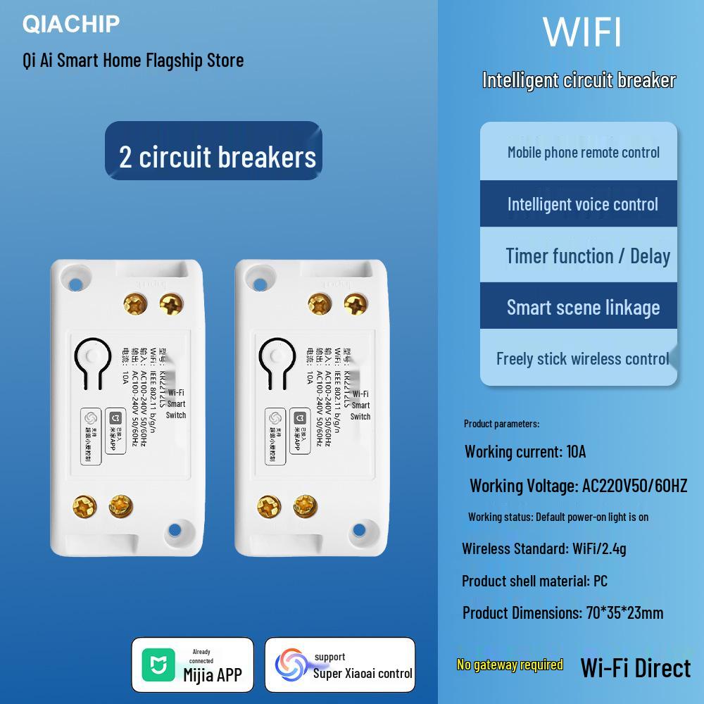 Умный WiFi-переключатель подключается к приложению Mijia для удаленного управления и поддерживает голосовые команды Xiao Ai.