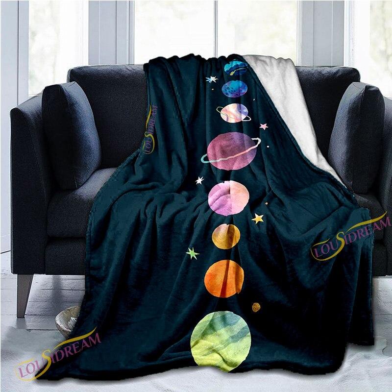 Одеяло с 3D принтом галактики, плюшевое одеяло, гобелен с планетами, фланелевое одеяло, постельные принадлежности, зимнее покрывало, одеяло
