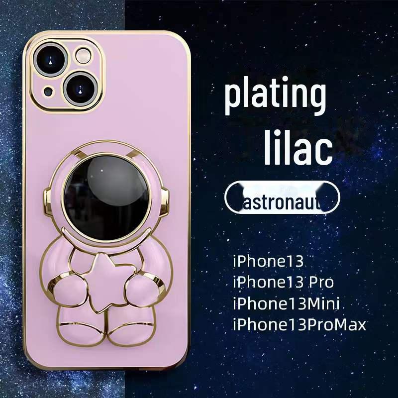 Популярный силиконовый чехол Douyin для iPhone 13ProMax/12/XS/8P с гальваническим покрытием, полной комплектацией и кронштейном.