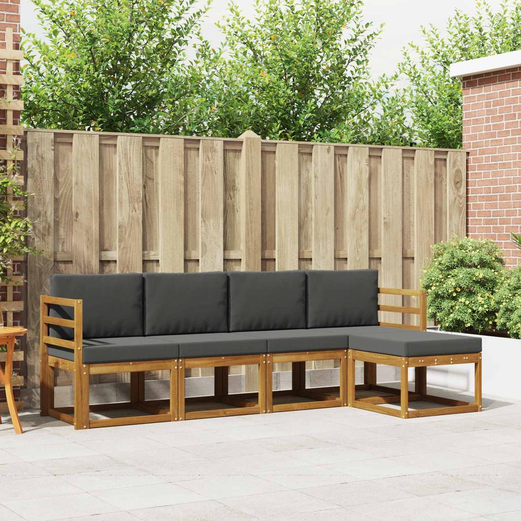 Outdoor Sofa Set with Cushions 5 pcs Natural and Anthracite