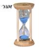 Rustic Style Sand Timer 1/3/5 Minute Glass Hourglass with Wooden Stand, Modern Decorative Sandglass Timer, Drop Shape Office Desk Ornament Glow in The