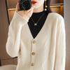 Литературный ретро-стиль v-образный вырез повседневный свитер куртка женский свободный вязаный кардиган новый осенне-зимний топ