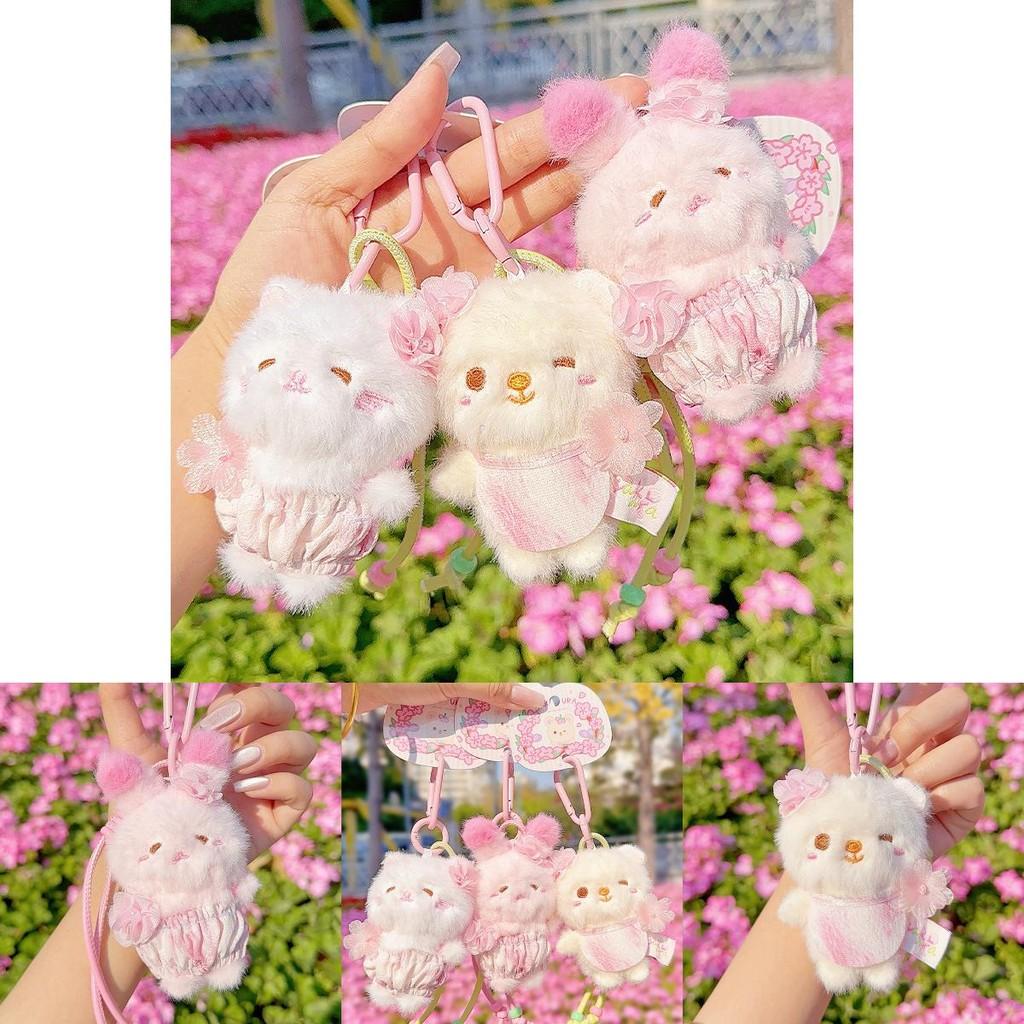 Cherry Blossom Bear Rabbit Cat Plush Keyring For Teen Girls And Collectors