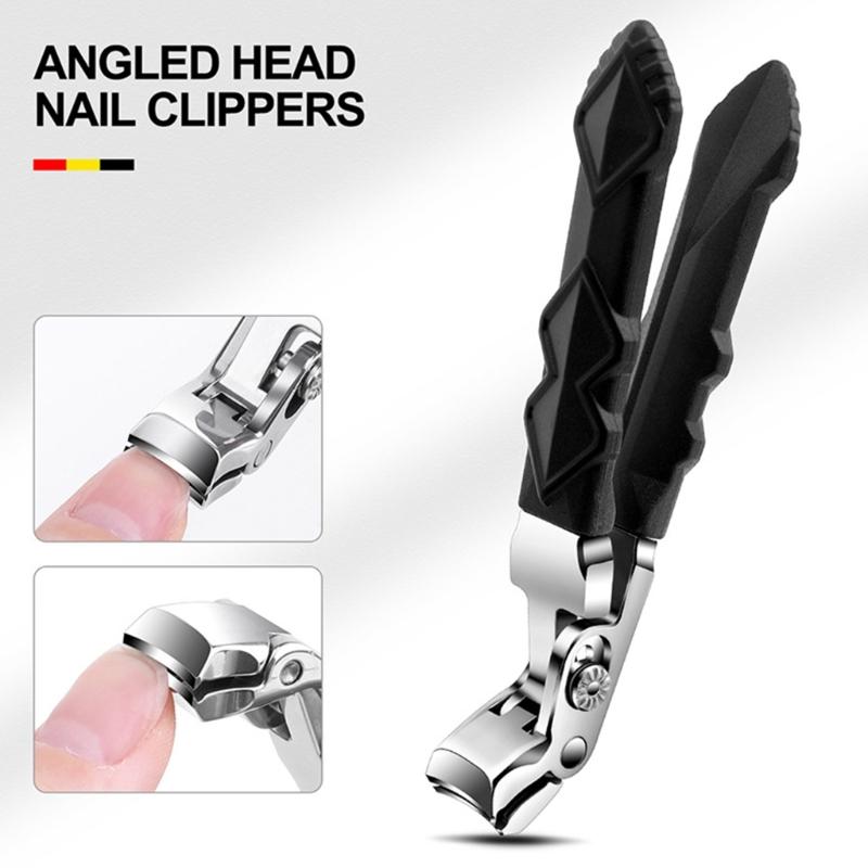 Angled Stainless Steel Nail Clippers with AntiSlip Textured Handle Durability Rustproof Blade for Elderly Users