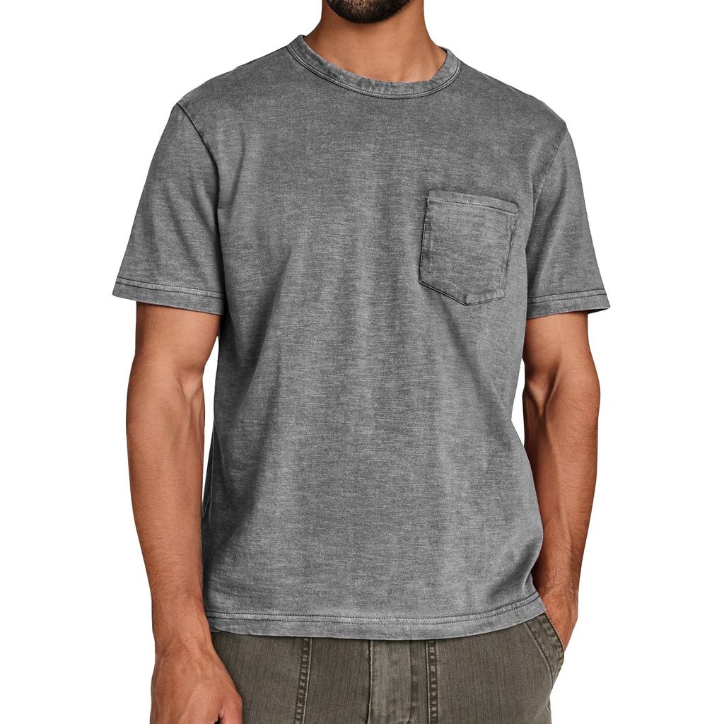 Men's Summer Solid Color Round Neck Loose Short Sleeve Top Men's Casual Fashion Short Sleeve Tops