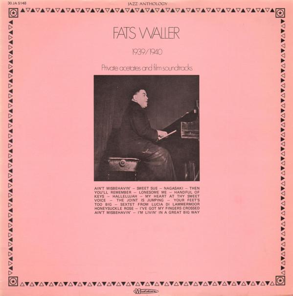 Грампластинка ФЭТС УОЛЛЕР 19391940 Private Acetates And Fi 30JA5148 Musidisc 1975 Франция Джаз Б/у