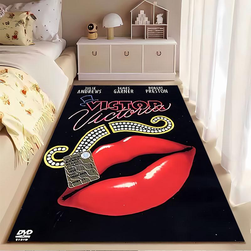 Red Lips and Victor Victoria Design suitable as a non-slip mat for the living room or bedroom sofa