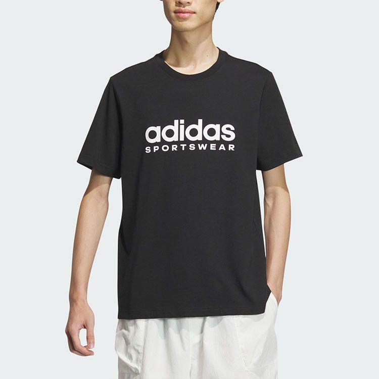 adidas Футболка с большим линейным логотипом Азиатский размер 'Черно-белый' JI9069