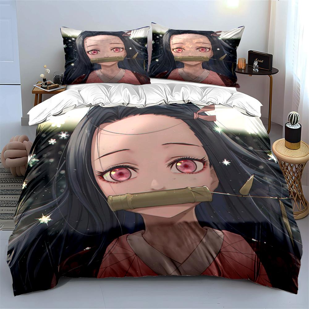 Anime Girl Bedding Set with Stars Theme Bedding set (1 duvet cover, 2 pillowcases, duvet not included)