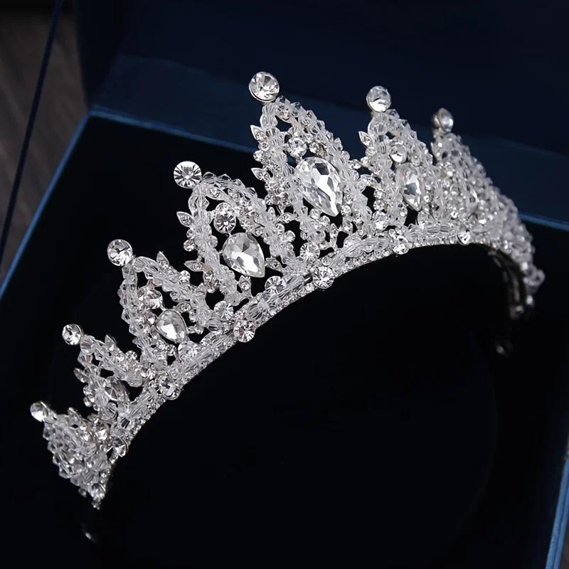 Luxury Crystal Tiaras And Crowns Rhinestone Prom Diadem Crown Tiara For Women Bridal Wedding Hair Accessories Jewelry Crown Gift