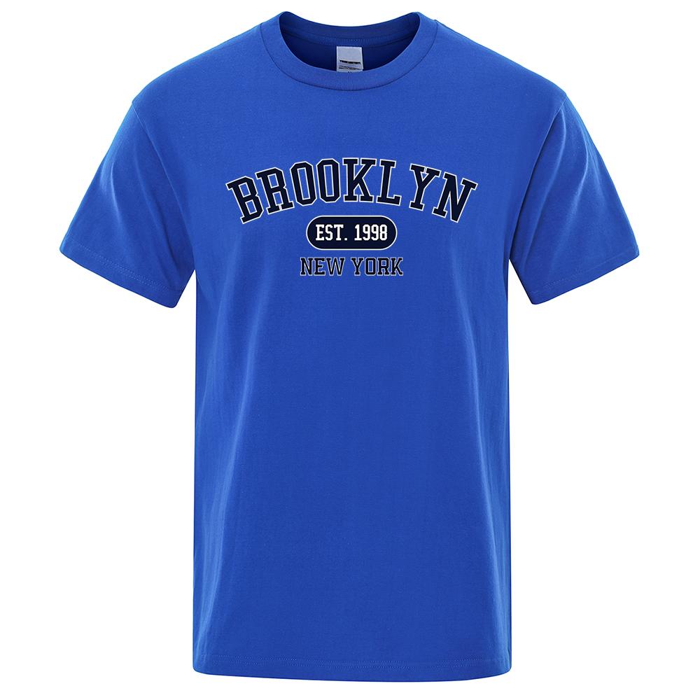 Brooklyn Est.1998 Нью-Йорк, футболки с буквенным принтом, мужские и женские повседневные дышащие модные топы с короткими рукавами, хлопковые футболки большого размера