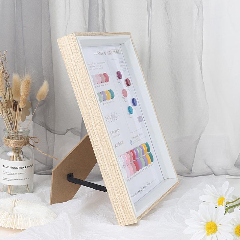 10" Japanese Wooden Nail Art Photo Frame with Nail Tips Display for Gel Polish Chart